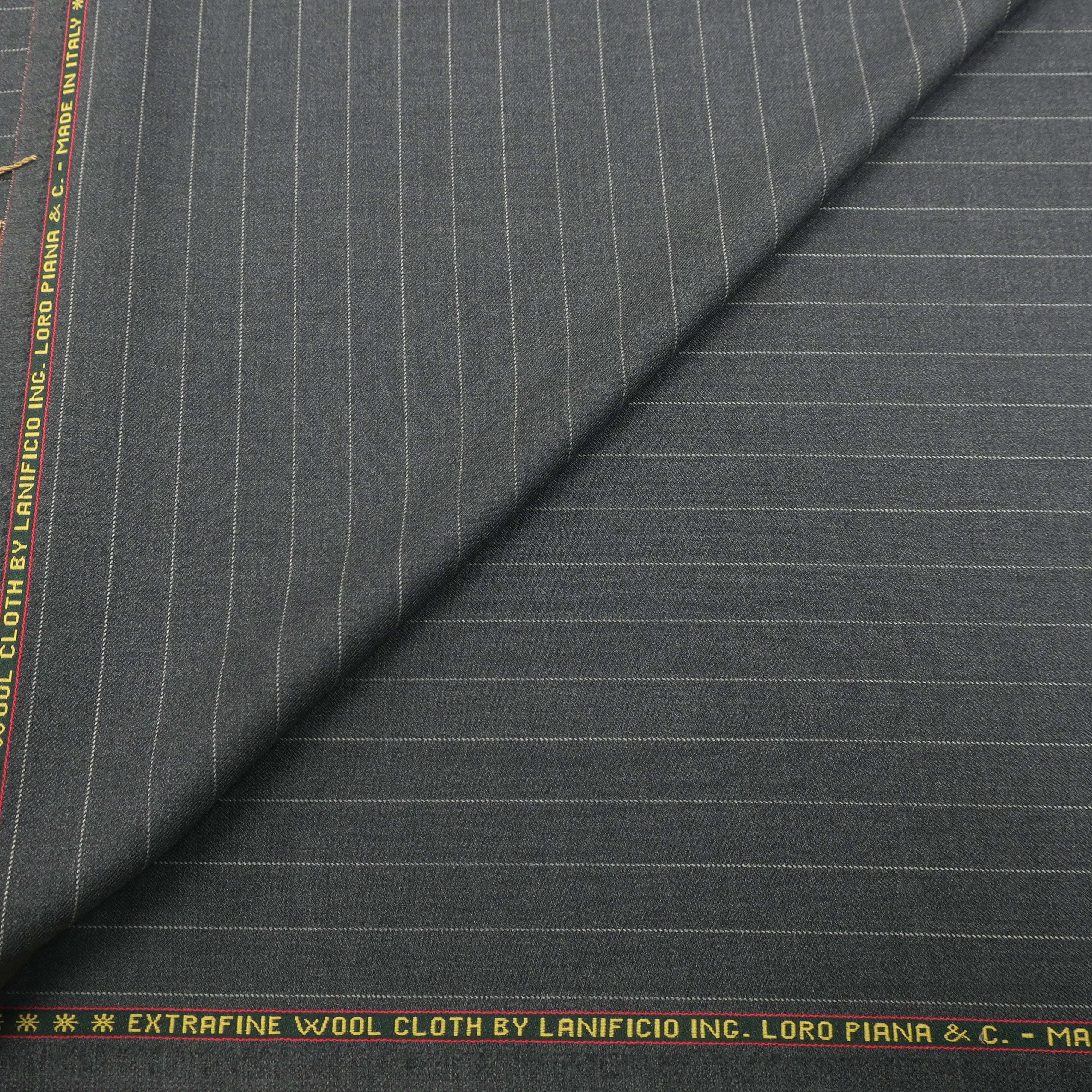 2.5 YDS Boulder Gray and White Pinstripe Super 130s Wool Loro Piana Fabric