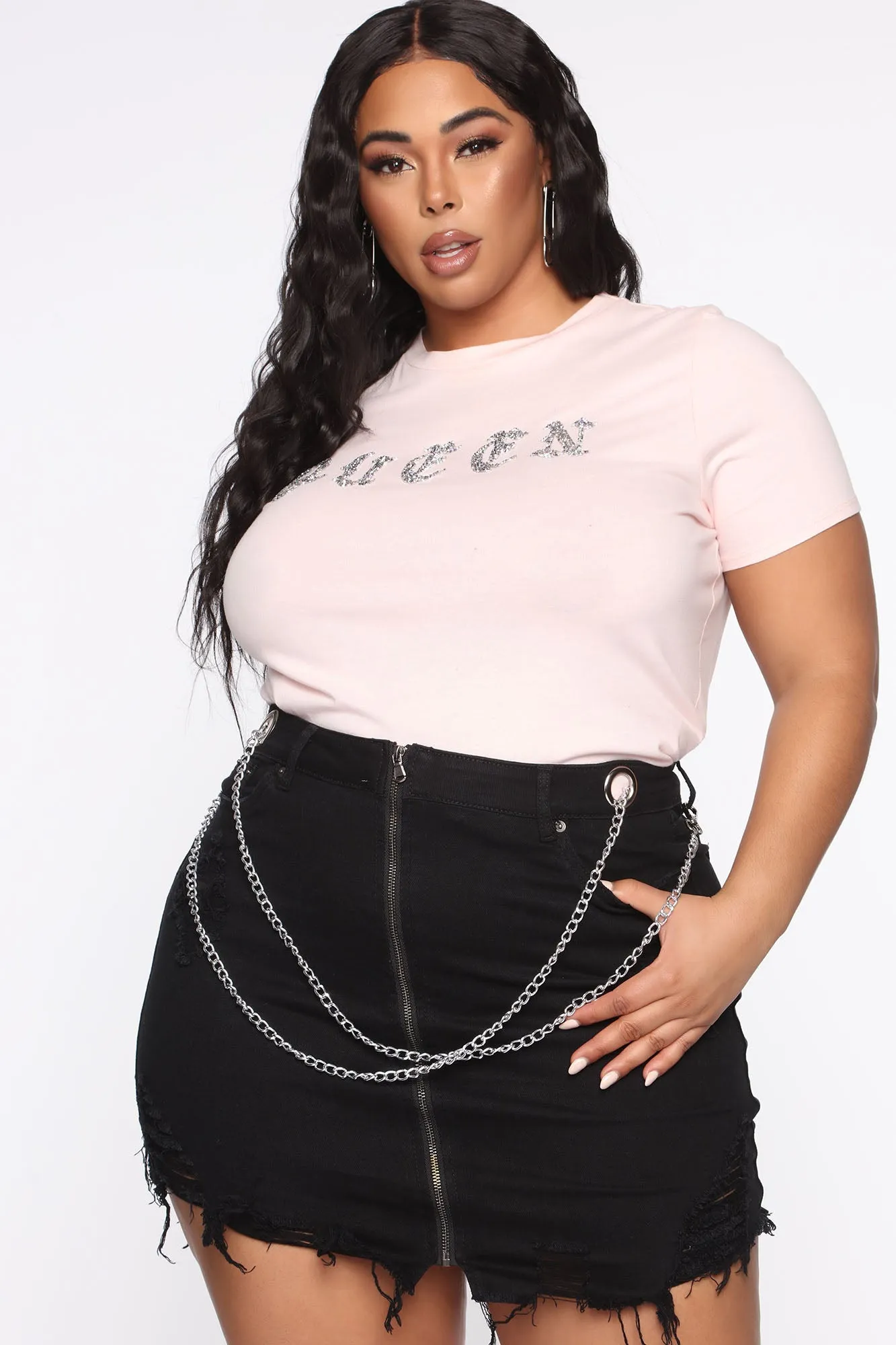 A Queen With Bling Crystal Crop Top - Pink