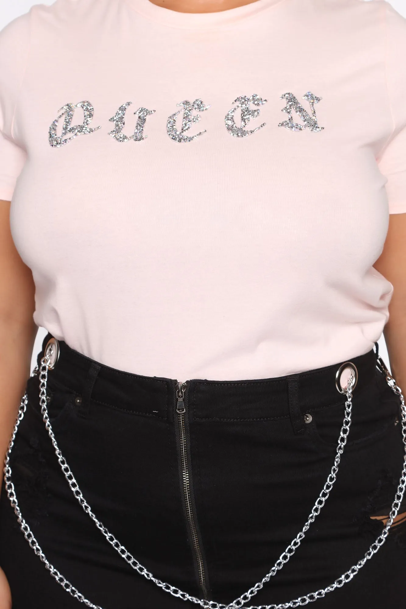 A Queen With Bling Crystal Crop Top - Pink