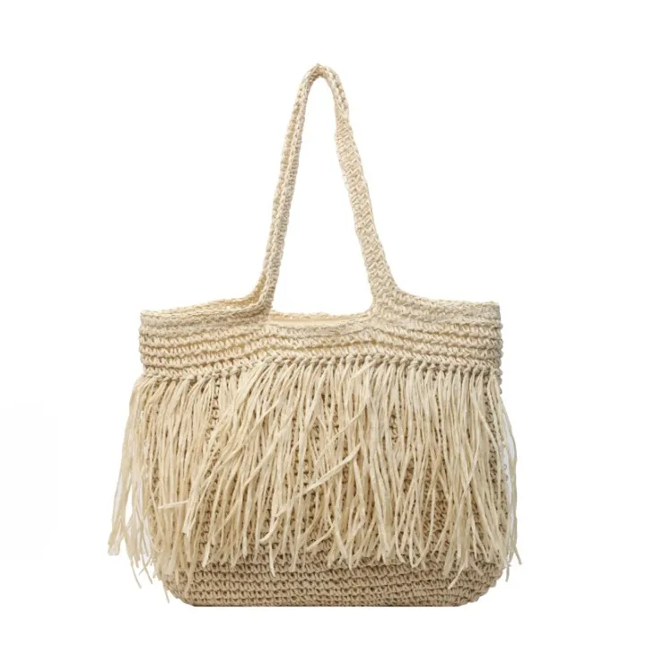 Andreia Long Tassel Straw Bag