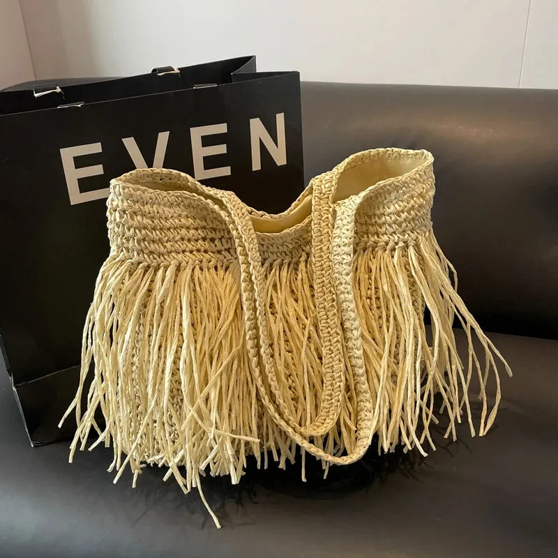 Andreia Long Tassel Straw Bag