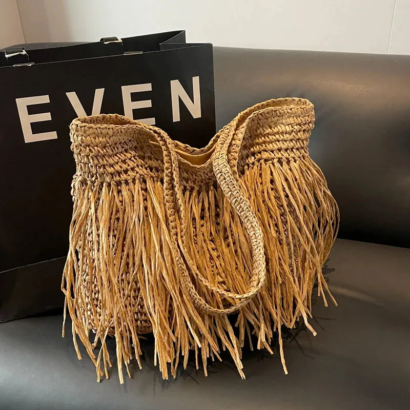 Andreia Long Tassel Straw Bag