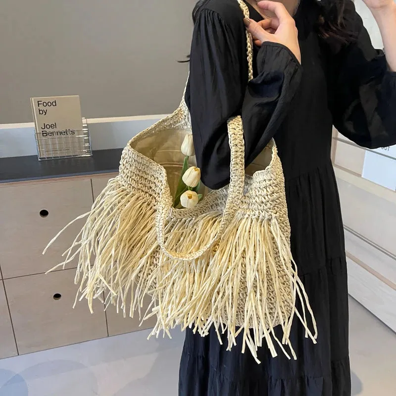 Andreia Long Tassel Straw Bag