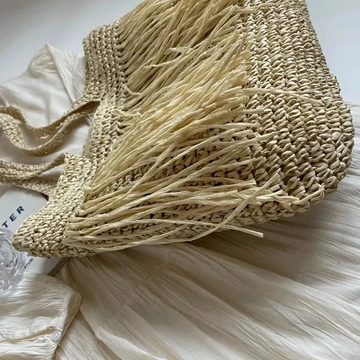 Andreia Long Tassel Straw Bag