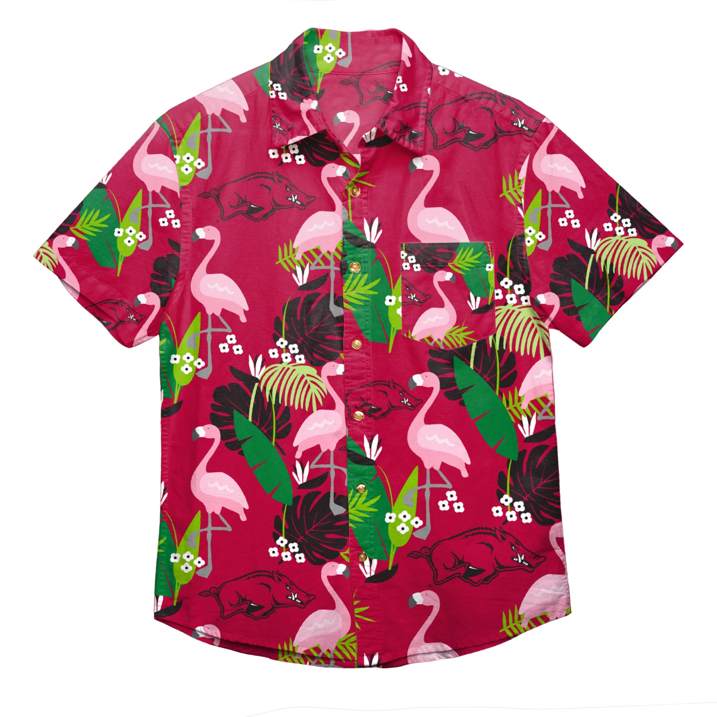 Arkansas Razorbacks NCAA Mens Floral Button Up Shirt