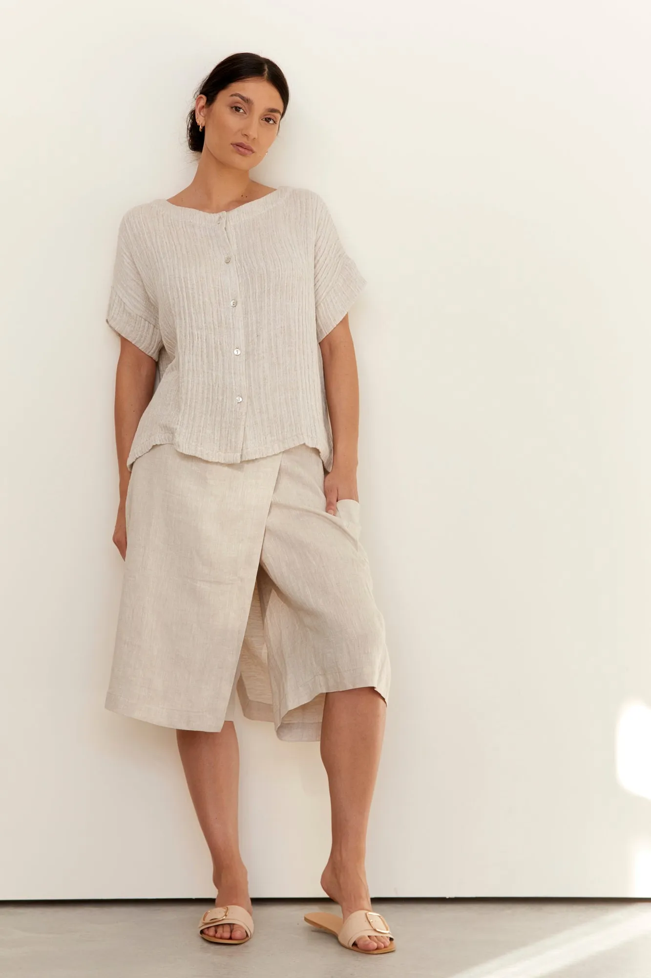 Bajo Linen Skort Natural