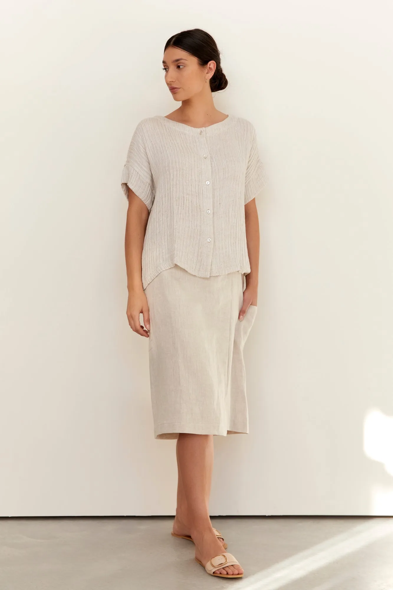 Bajo Linen Skort Natural