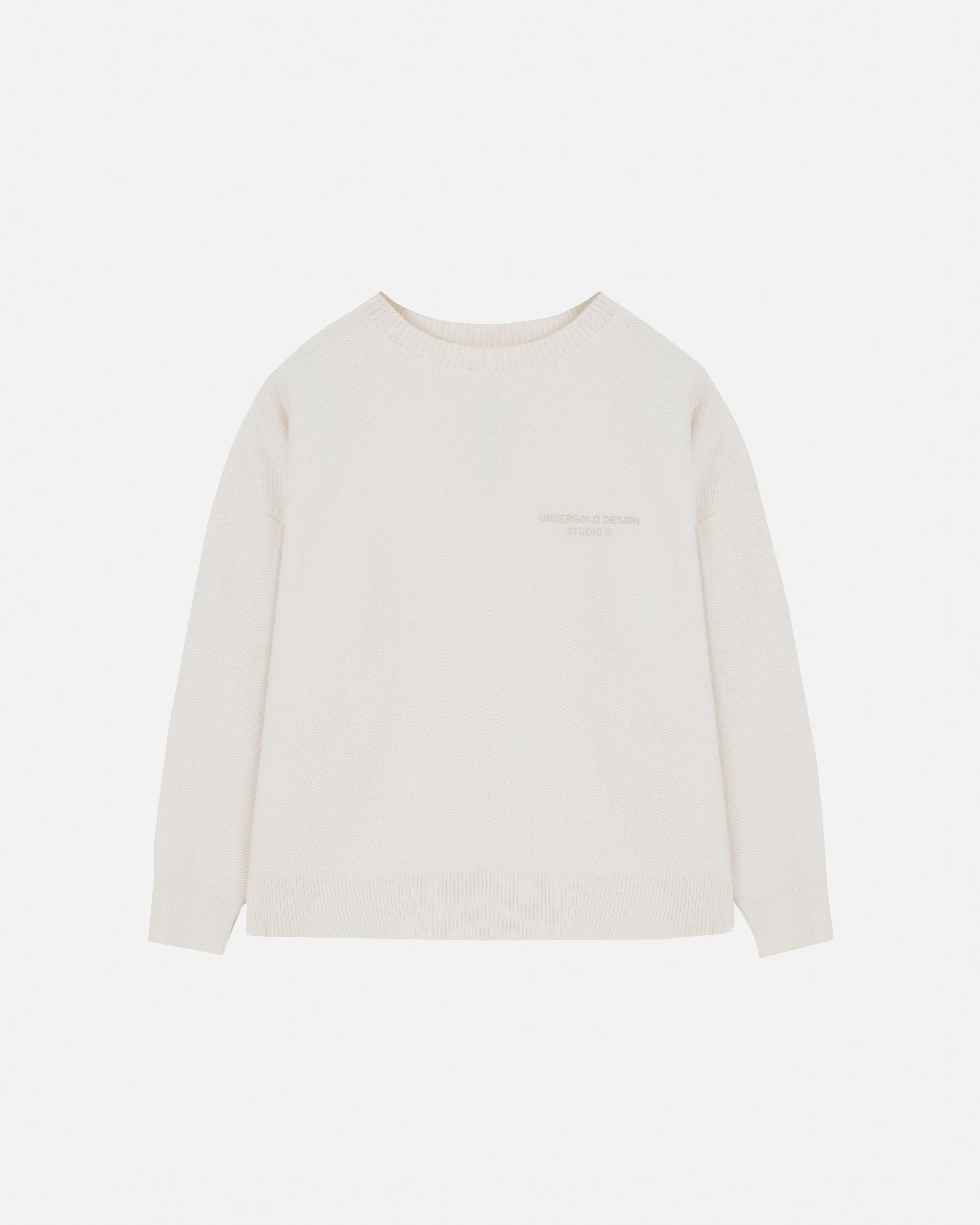 Basics Herringbone Knit Crewneck Cream