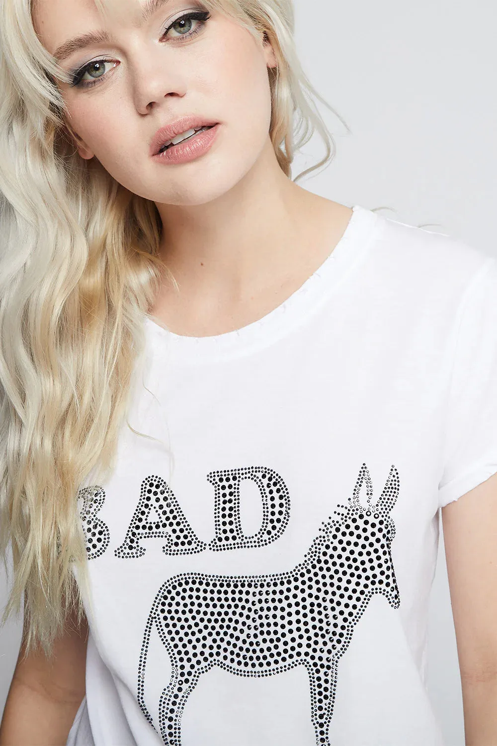 Bass Ass Crystal Embellished Tee - White