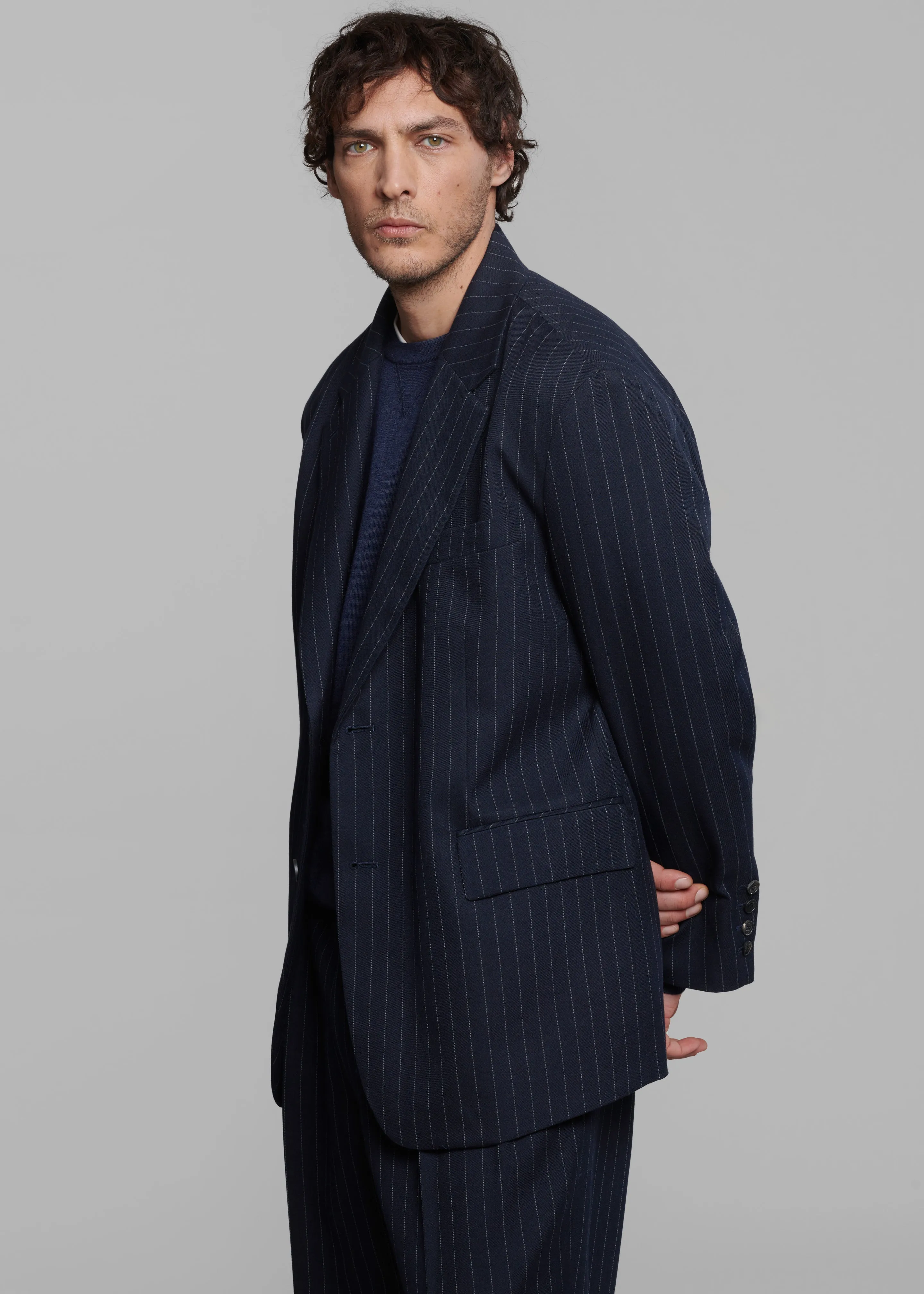 Beo Blazer - Navy/White Pinstripe