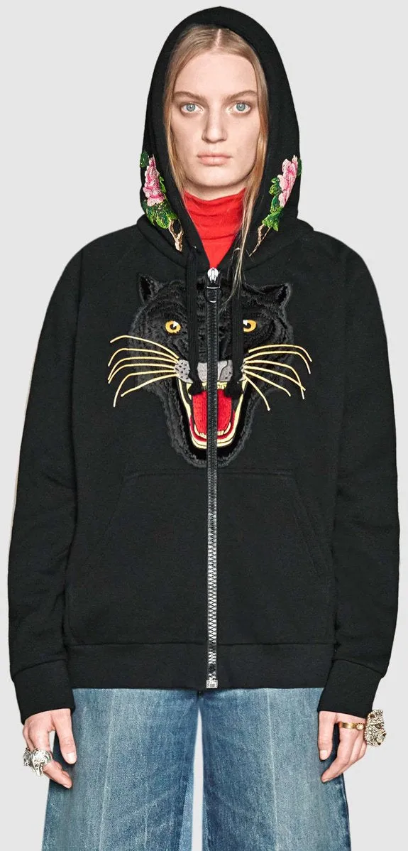 Black Panther Embroidered Hoodie