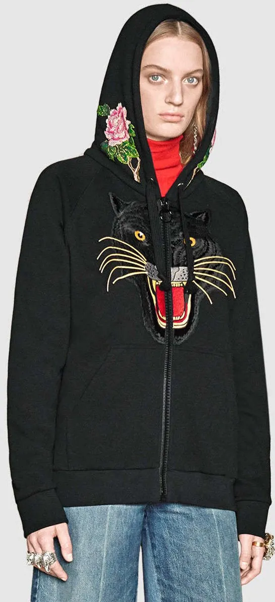 Black Panther Embroidered Hoodie