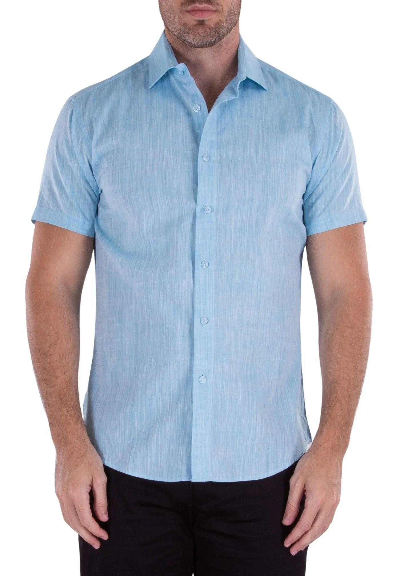 Breezy Cotton Button Up Short Sleeve Plain Pattern