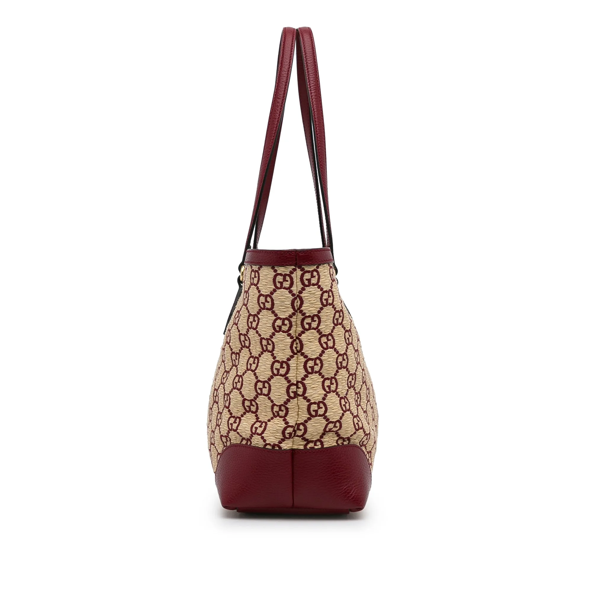 Brown Gucci Medium GG Straw Ophidia Shopping Tote