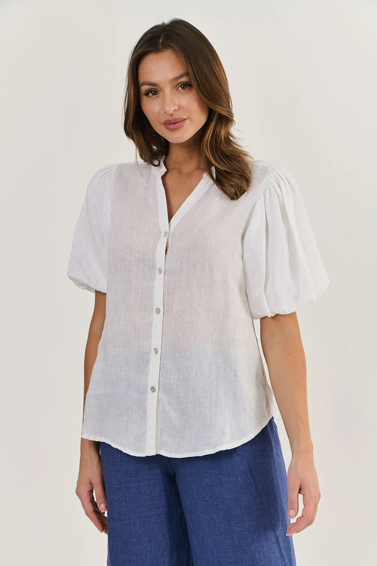 Bubble Sleeve Blouse White