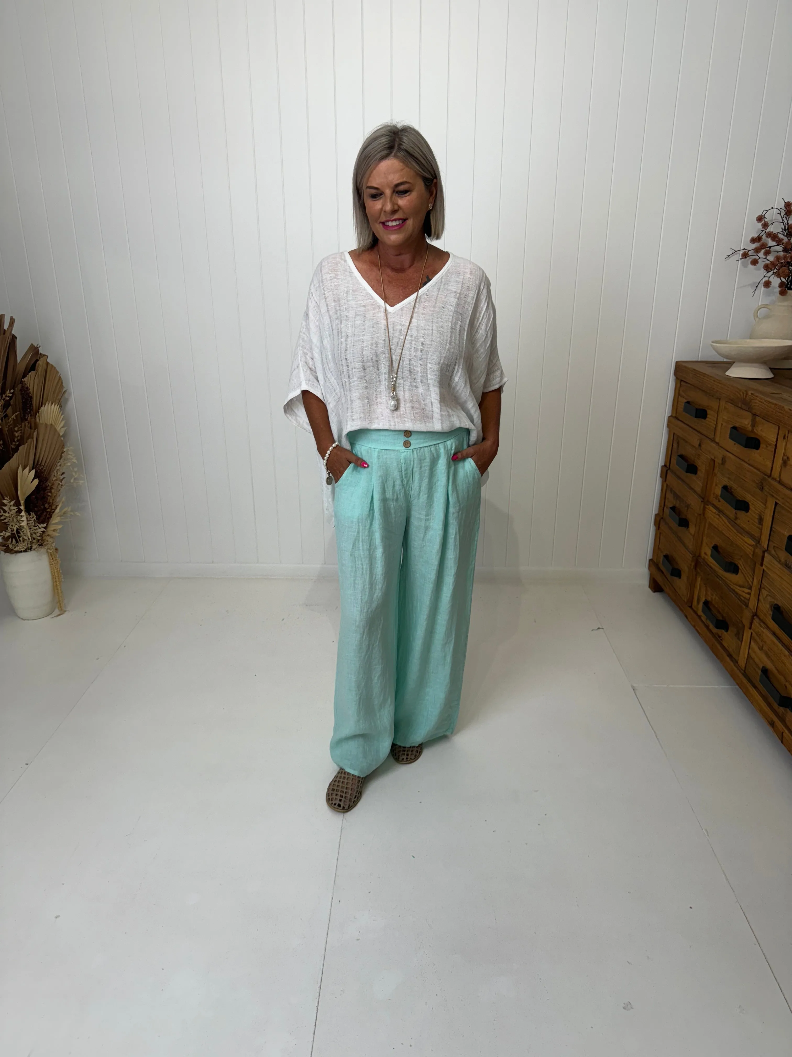 Button Linen Pant