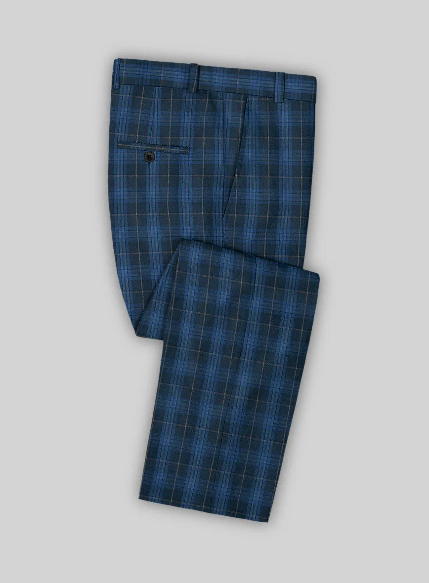 Campari Jet Blue Checks Linen Pants