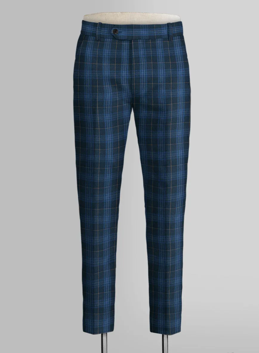 Campari Jet Blue Checks Linen Pants