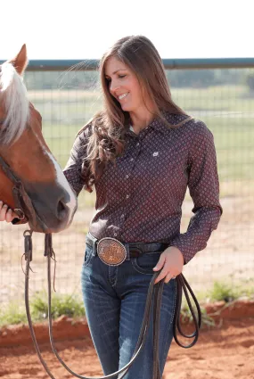 Cinch Women's ArenaFlex Purple Print Button Long Sleeve Western Shirt MSW9163028