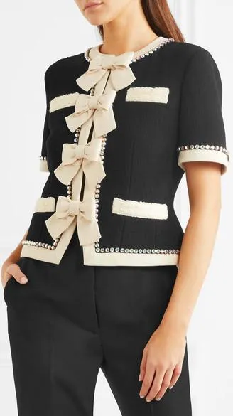 Crystal & Bow Embellished Top