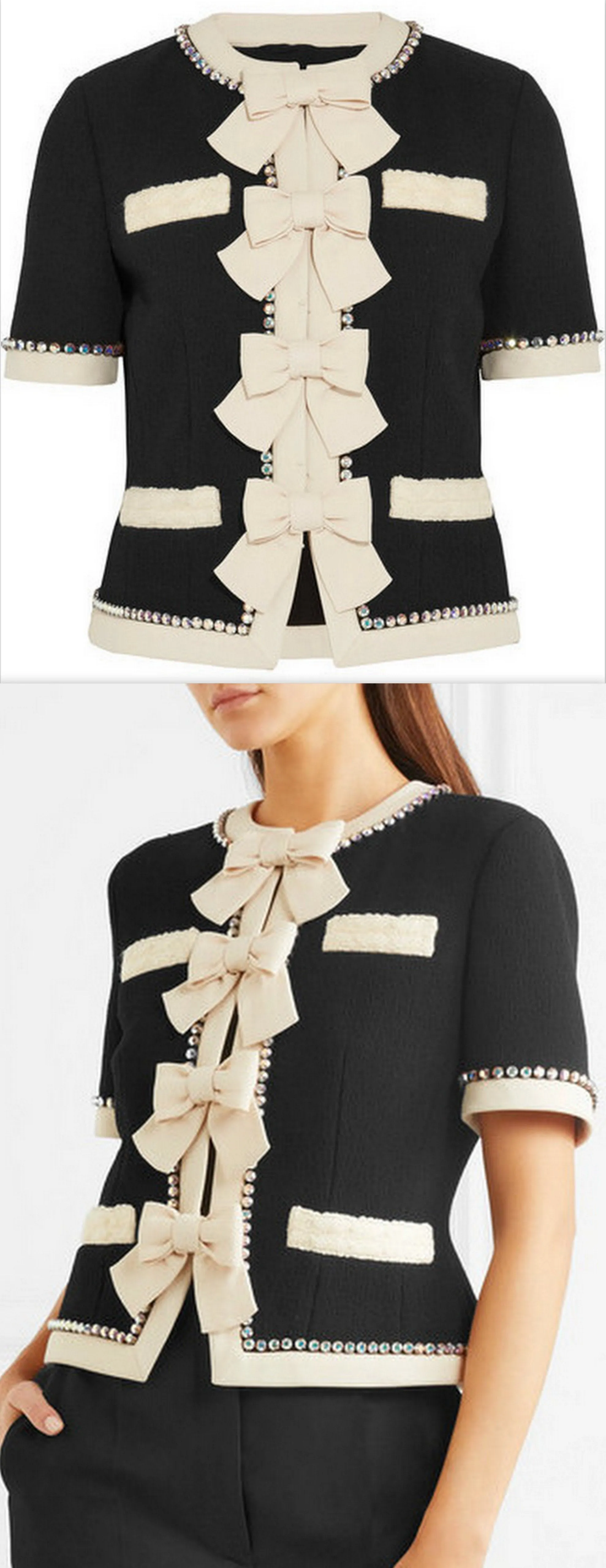 Crystal & Bow Embellished Top