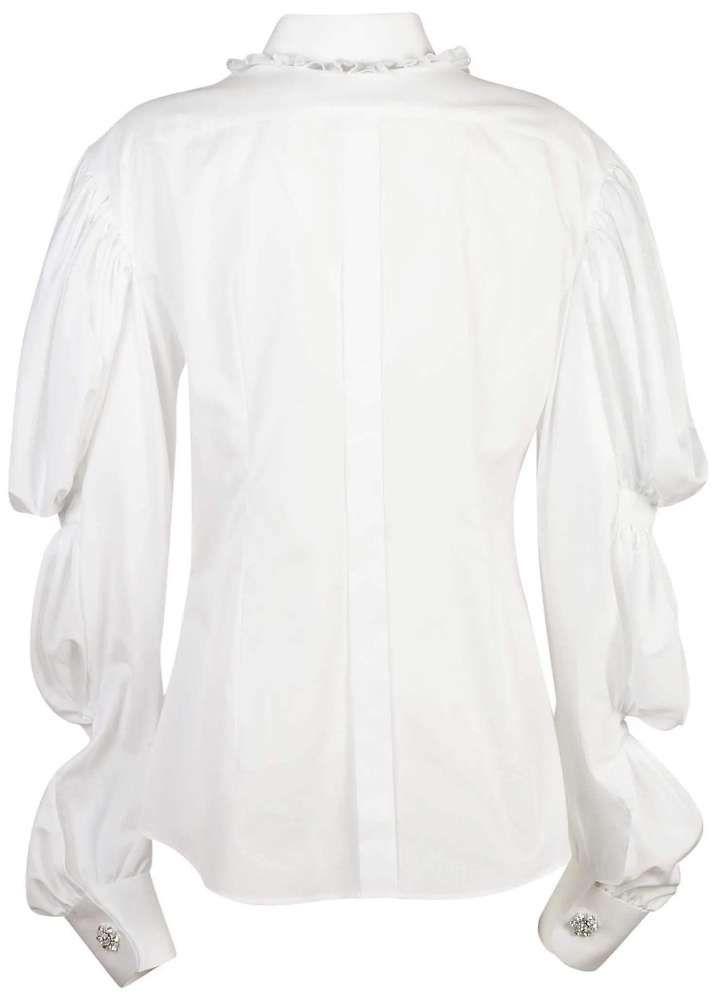 Crystal-Button-Embellished Ruffled Shirt