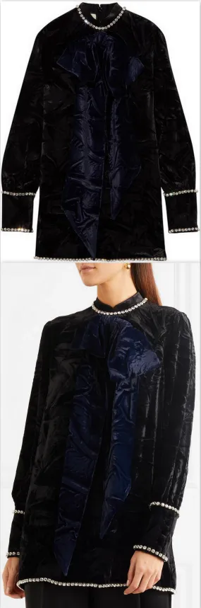 Crystal-Embellished Embossed Velvet Top