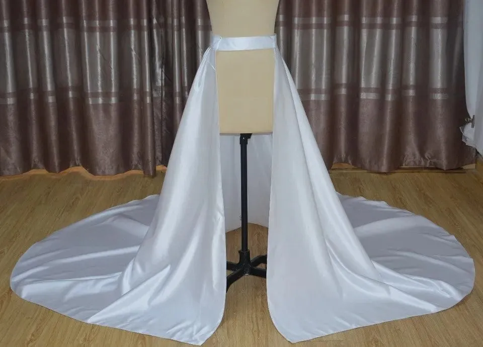 Custom Satin Cathedral Detachable Wedding Skirt All Sizes/Colors