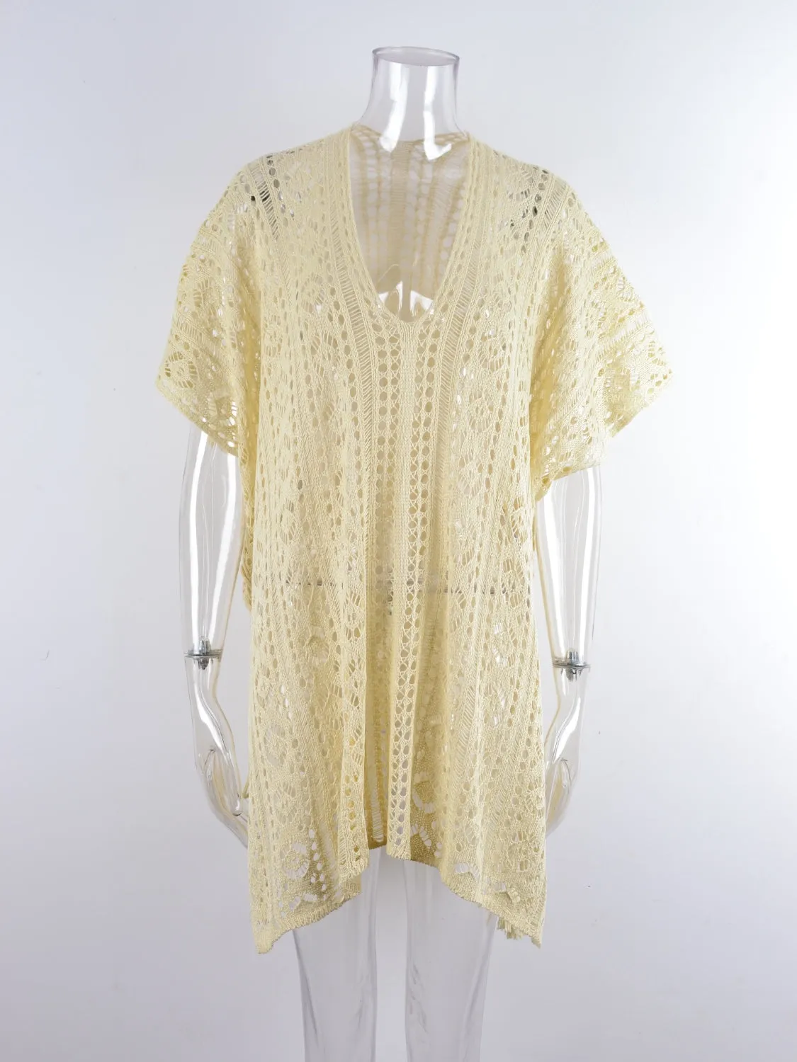 Cutout V-Neck Cover-Up with Tassel