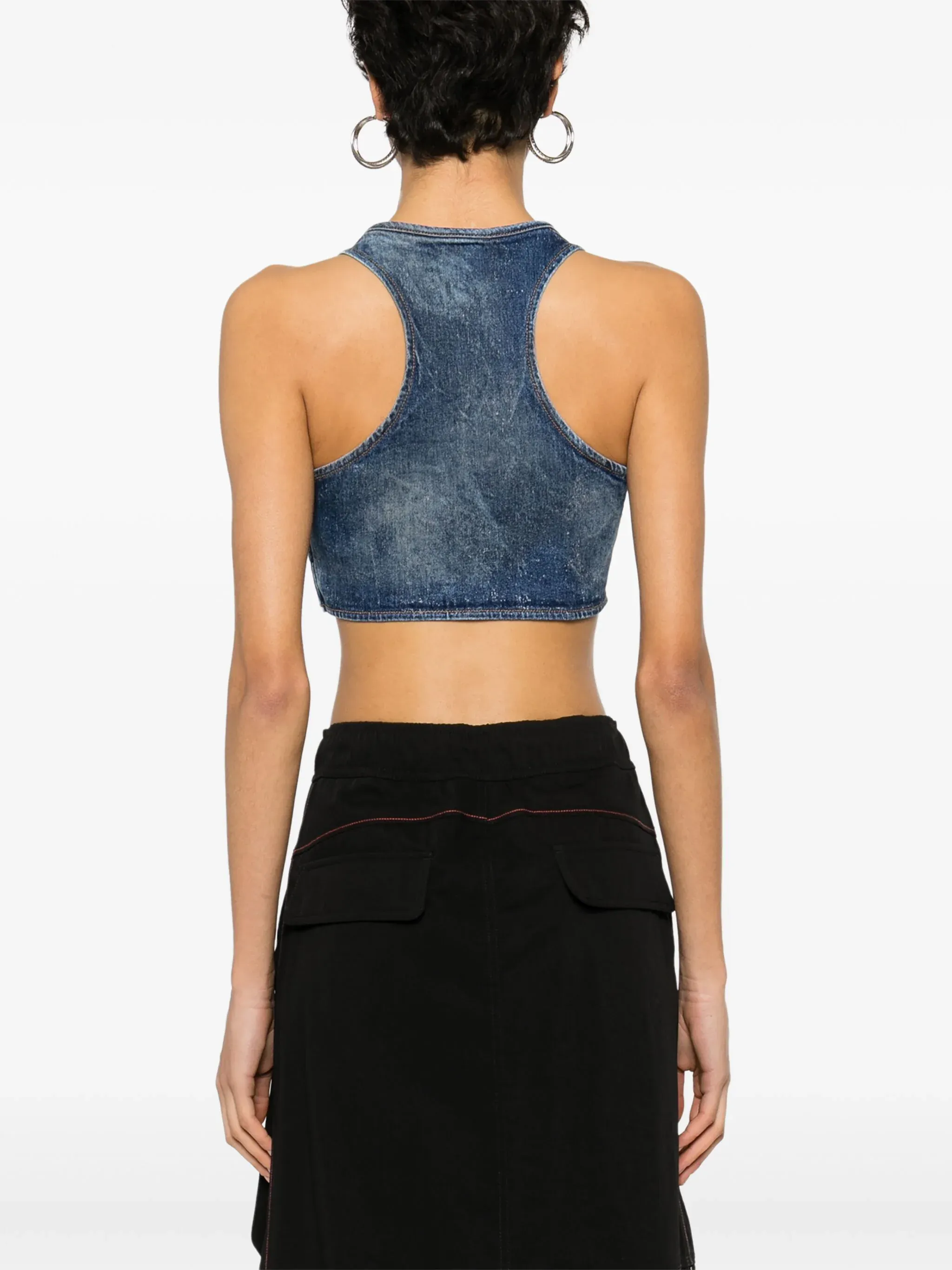 DIESEL - Women Denim Crystal Logo Cropped Top