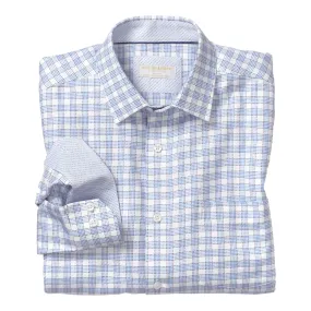 Europe Collection White & Light Blue Plaid Sport Shirt