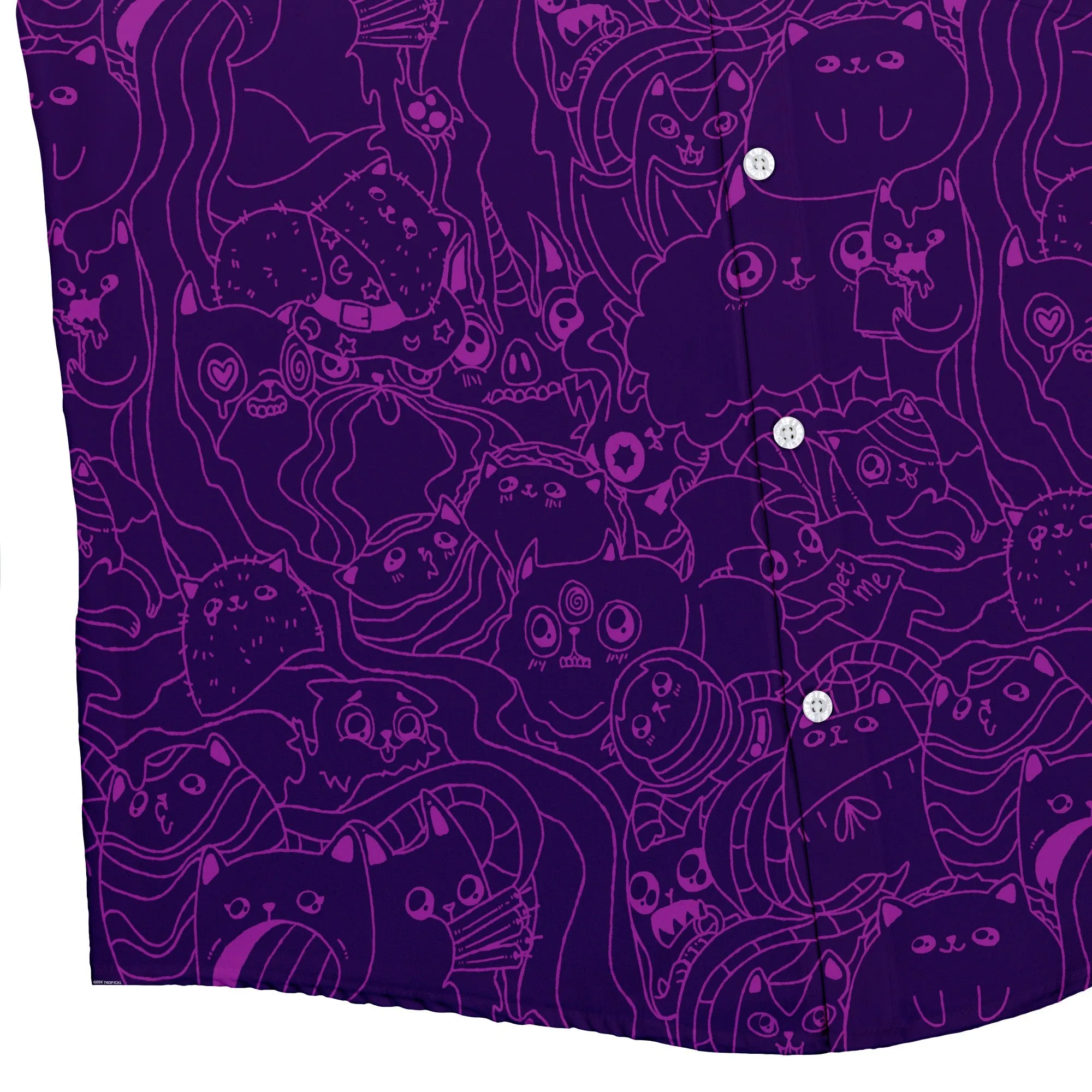 Exploding Kittens Mashup Purple Button Up Shirt