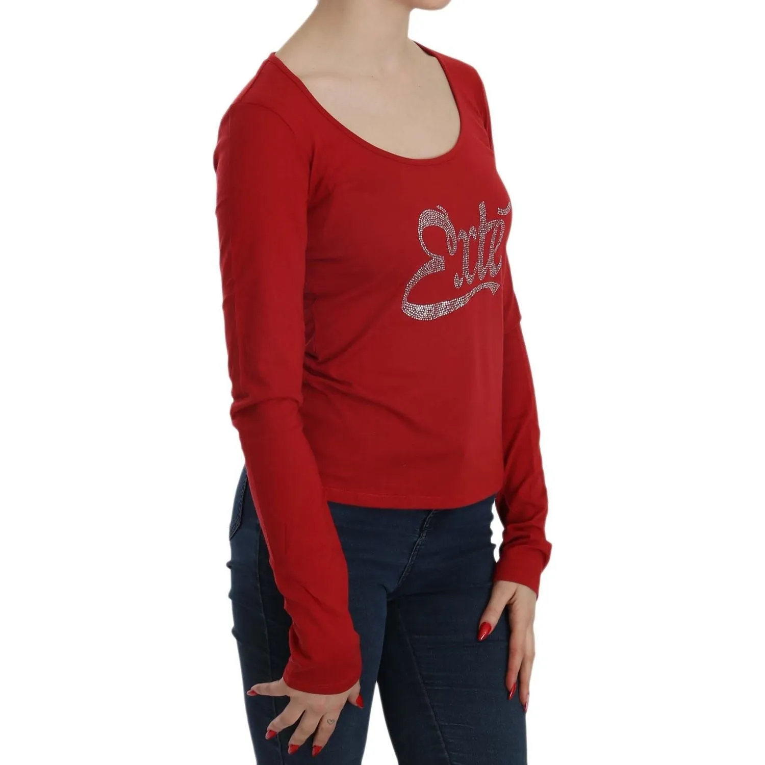 Exte Ravishing Red Crystal Embellished Blouse