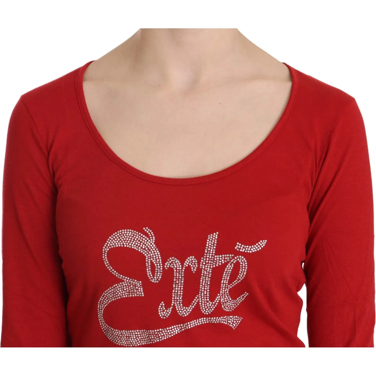 Exte Ravishing Red Crystal Embellished Blouse