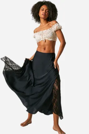 Free People Make You Mine Half Slip Skirt in Black