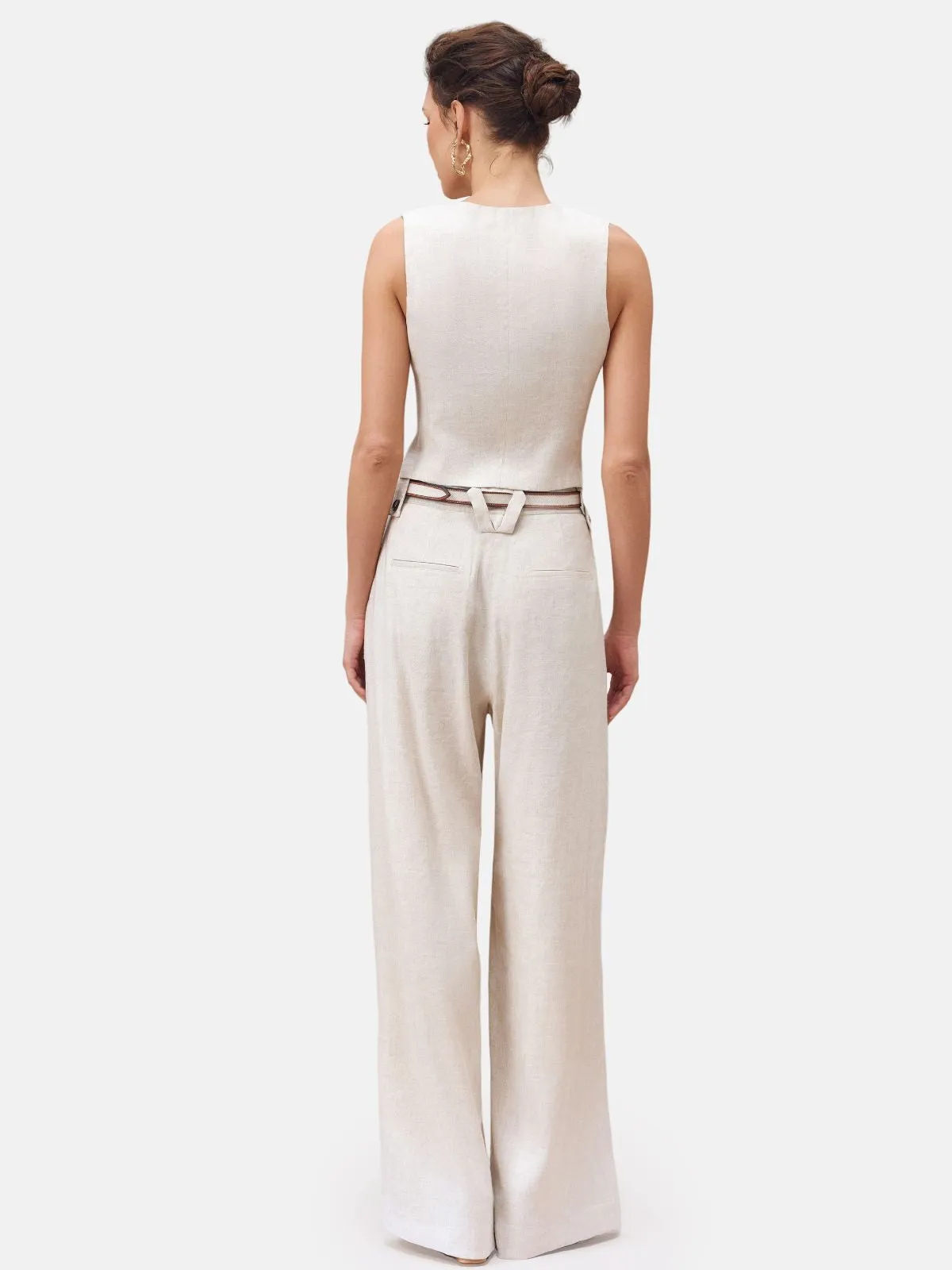 French-Origin Stretch Linen Wide-leg Pants