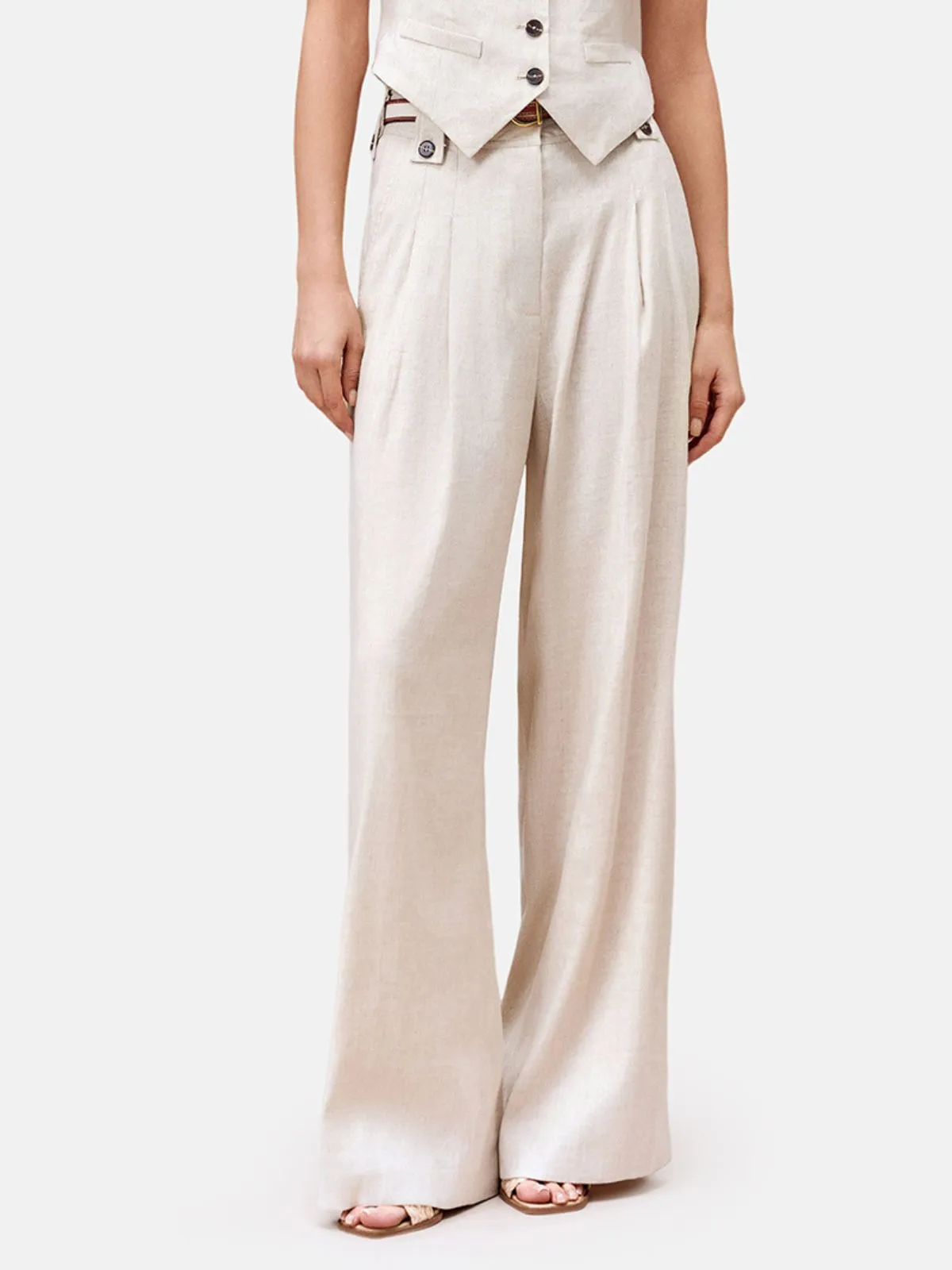 French-Origin Stretch Linen Wide-leg Pants