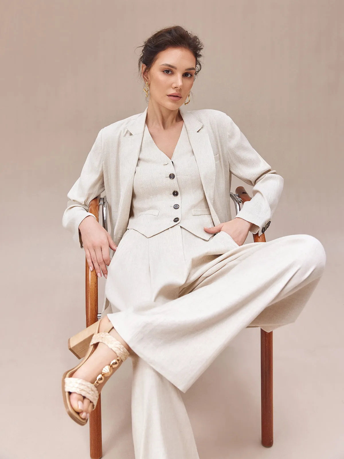 French-Origin Stretch Linen Wide-leg Pants