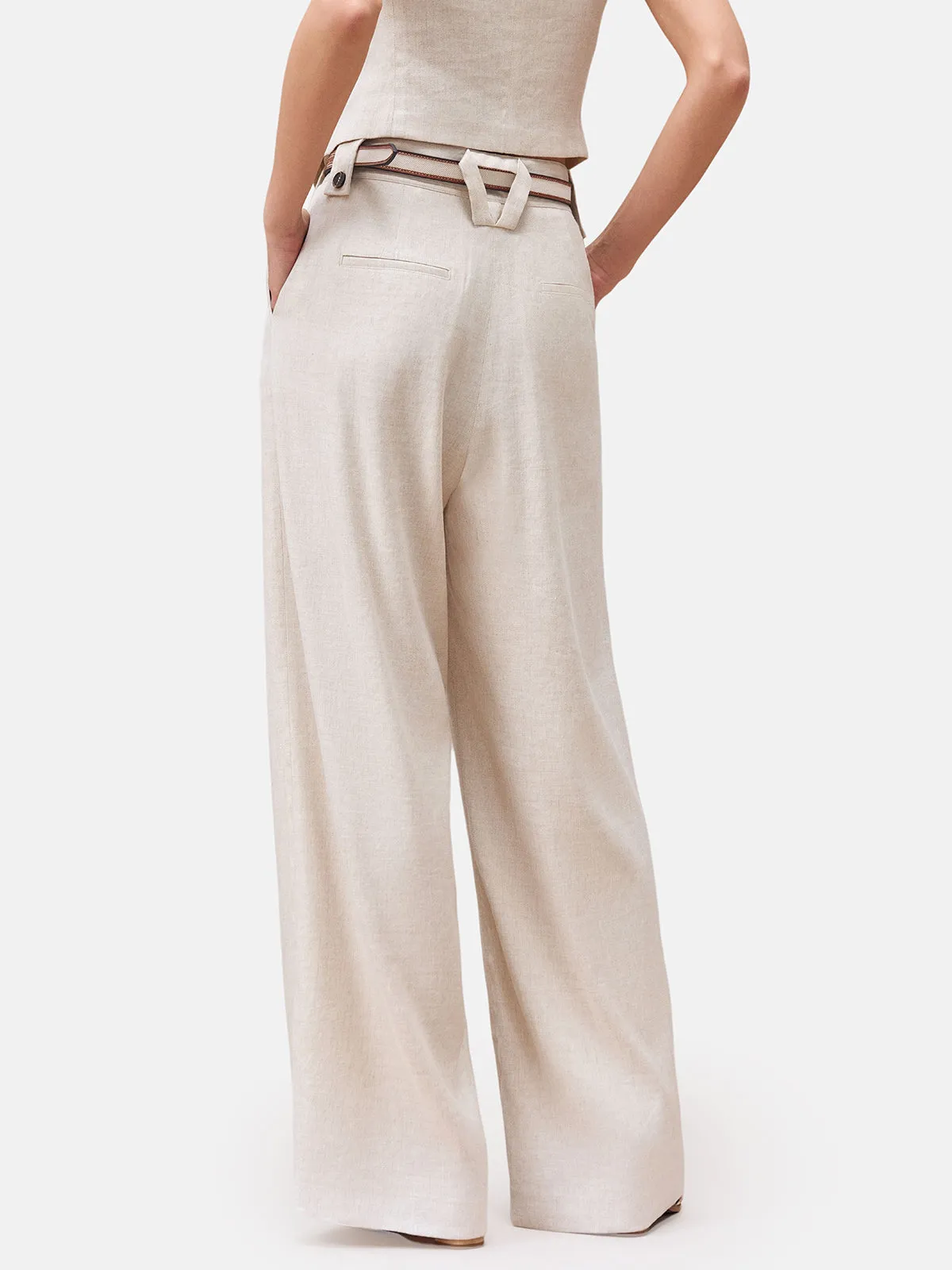 French-Origin Stretch Linen Wide-leg Pants