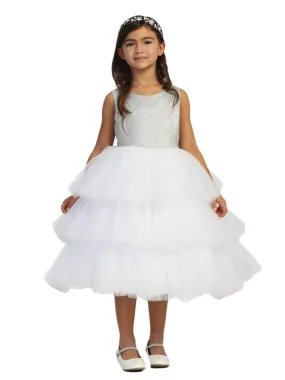 Girls Multi Color Metallic Glitter Layered Tulle Junior Bridesmaid 2-12