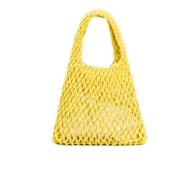 Hand-Woven Cotton Hemp Knitted Small Shopping Hobo Handle Bags , Natural Dyed