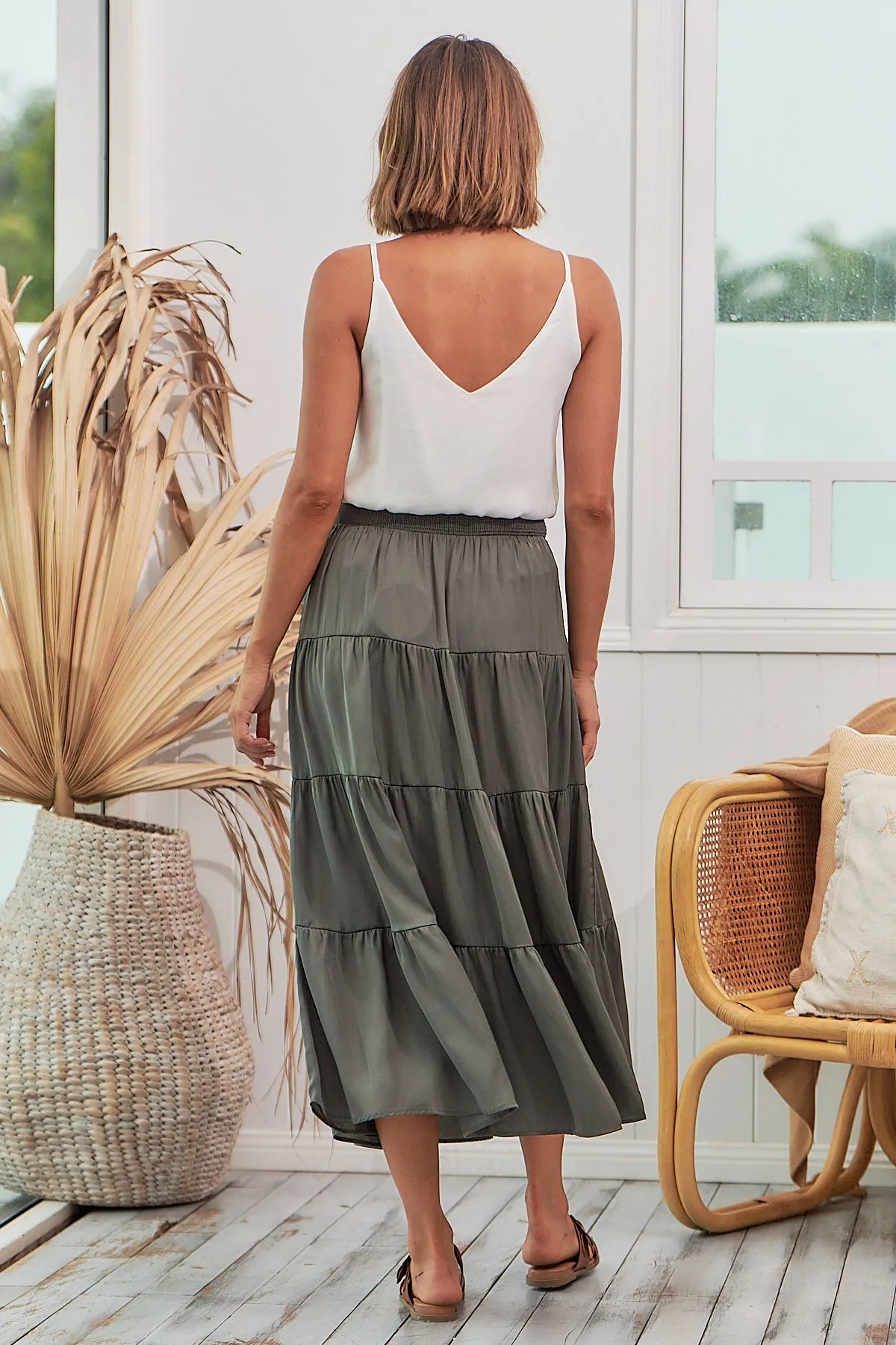 Helene Grey Satin Maxi Skirt