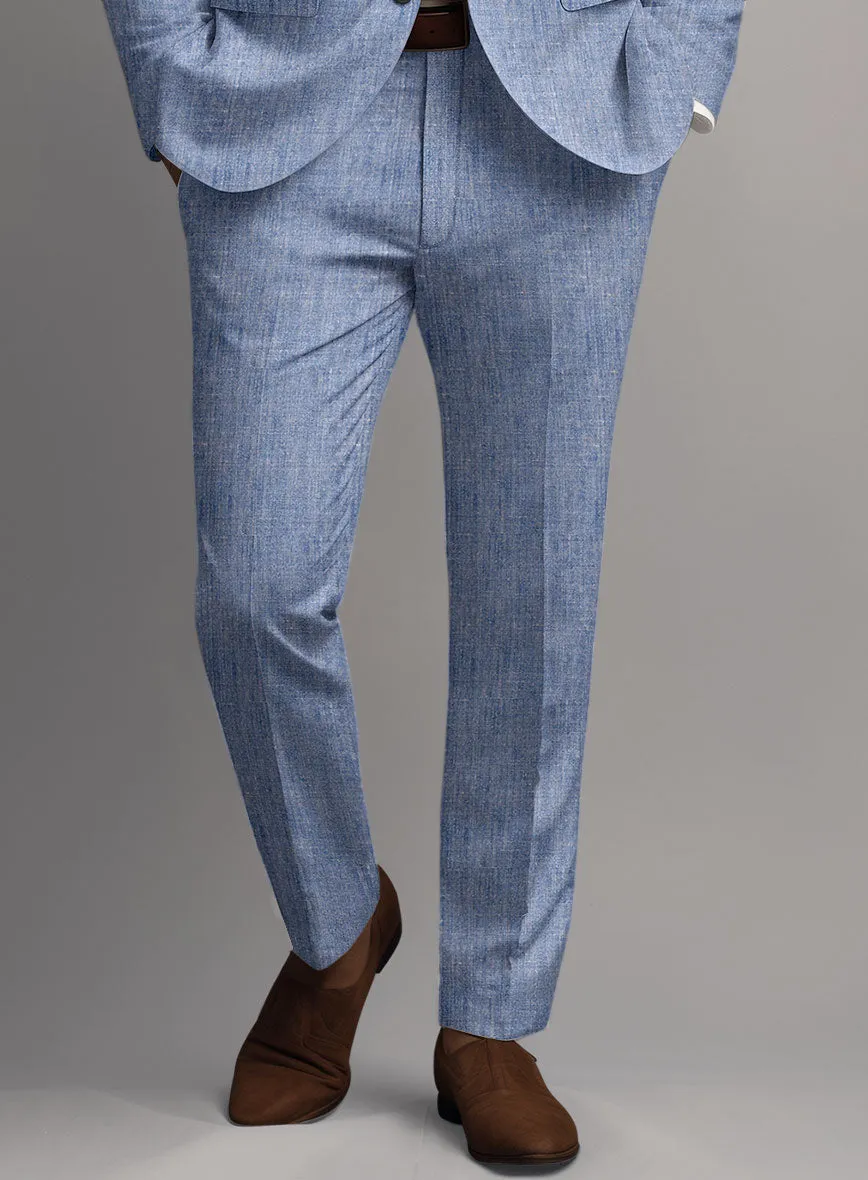 Italian Linen Artisanal Light Blue Pants