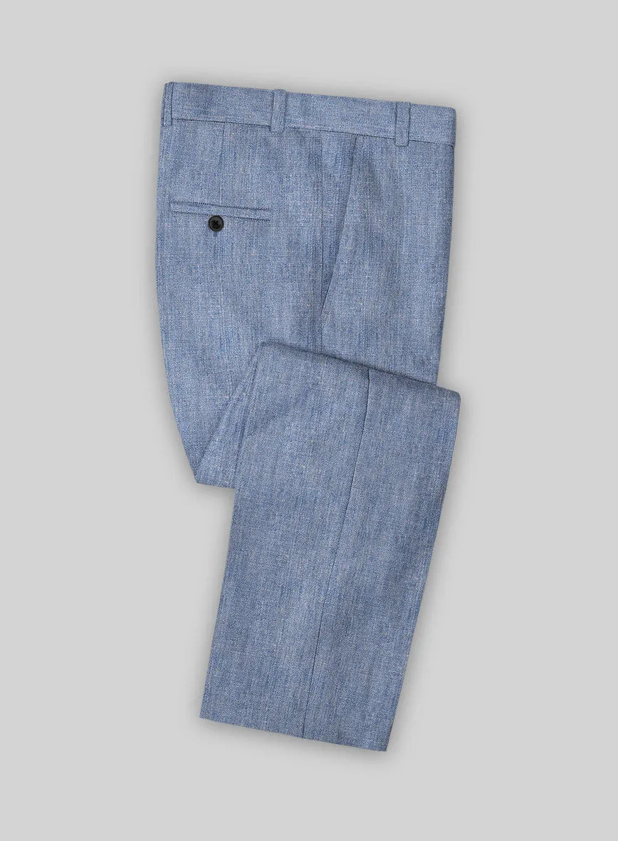 Italian Linen Artisanal Light Blue Pants