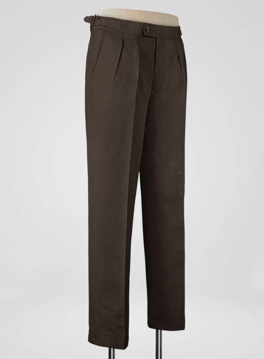 Italian Prato Brown Linen Highland Trousers