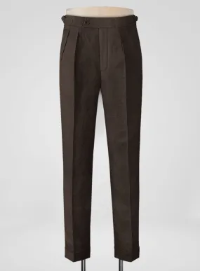 Italian Prato Brown Linen Highland Trousers