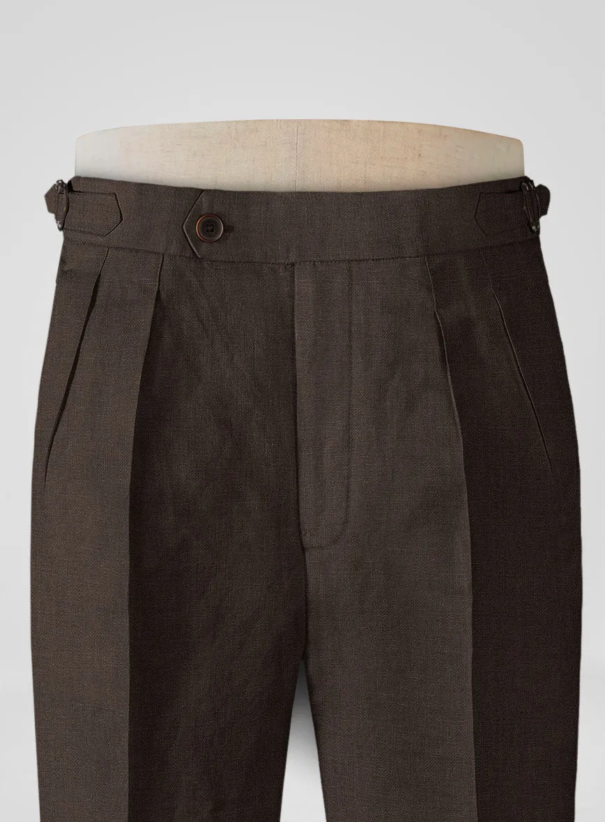 Italian Prato Brown Linen Highland Trousers