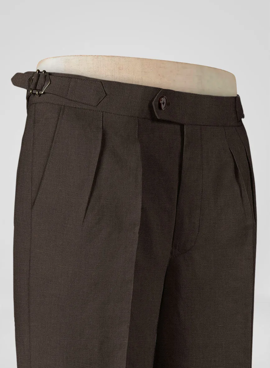 Italian Prato Brown Linen Highland Trousers