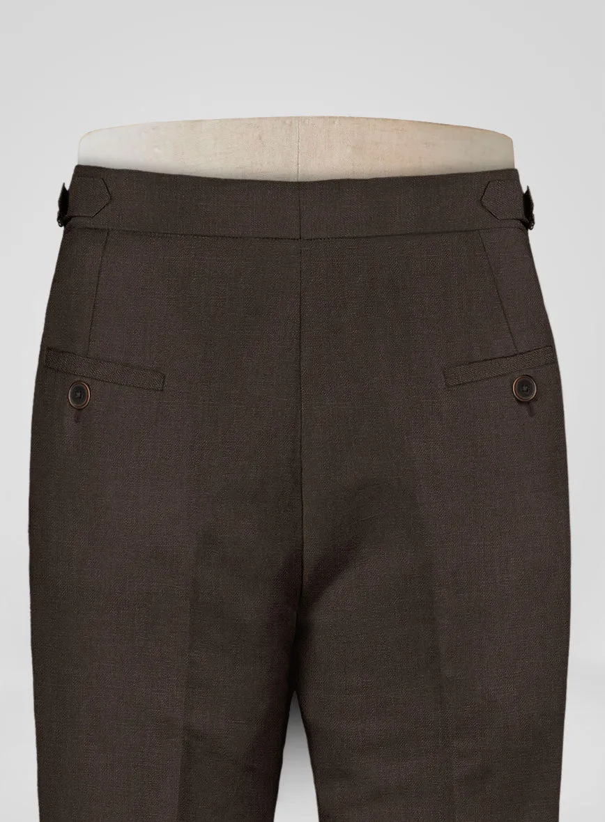 Italian Prato Brown Linen Highland Trousers