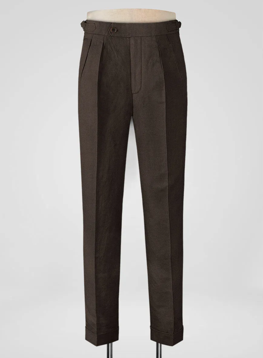 Italian Prato Brown Linen Highland Trousers